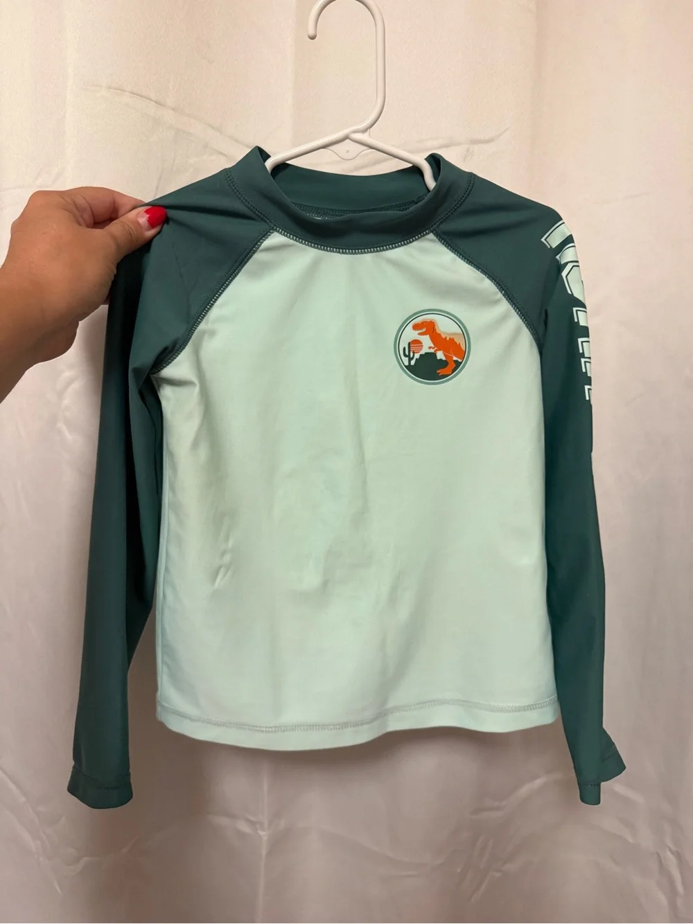 Carter's Girls' Teal & Mint Dinosaur Long Sleeve Rashguard